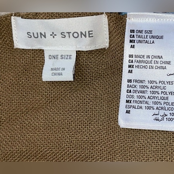 Sun + Stone Men's Geometric Fleece Scarf  Blue Size Regular - Picture 5 of 5